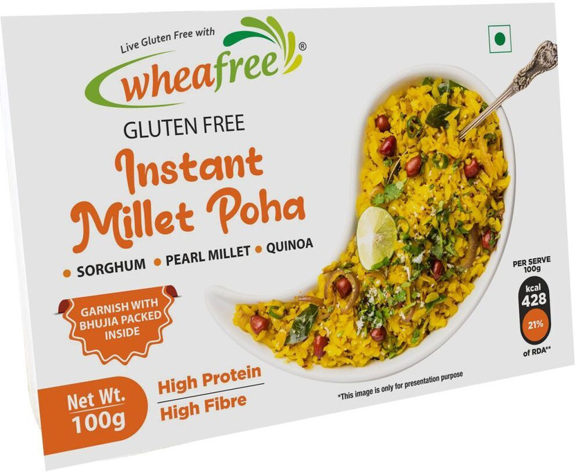 wheafree Gluten Free Instant Millet Poha - Pack of 3 - 100g Each | Best for Breakfast(300 g)