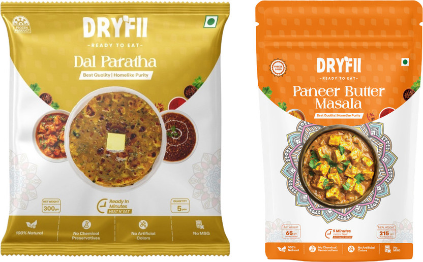 Dryfii Ready to Eat Dal Paratha with Paneer Butter Masala Combo Meal Pack(365 g)