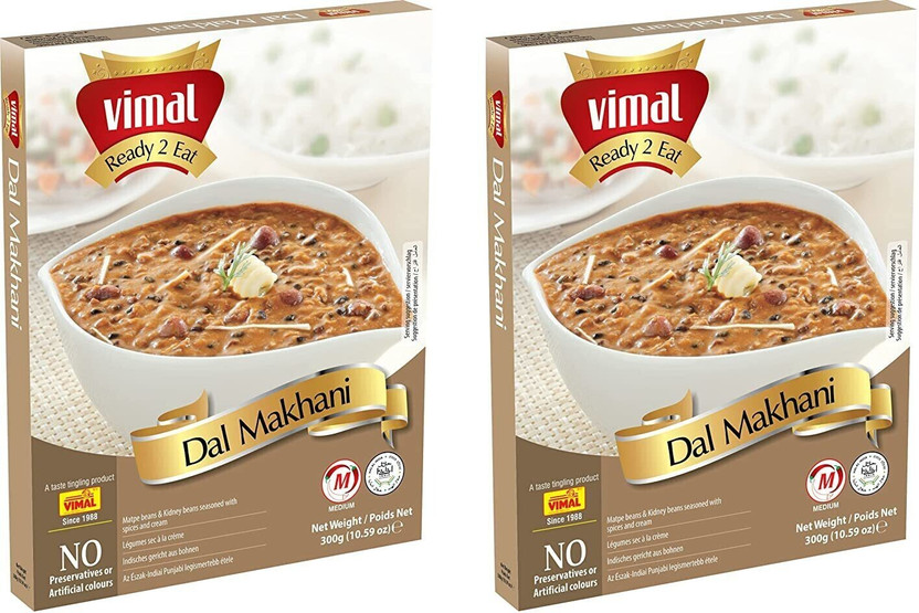 VIMAL Ready to Eat Tasty and Spicy Dal Makhani Instant Mix Vegetarian Meal with No Added Preservative and Colours - 300g Each | Pack of 2(600 g)