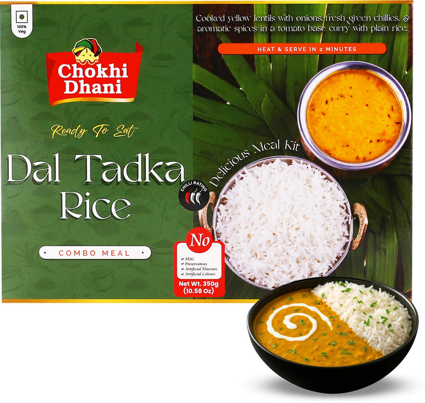 Chokhi Dhani Foods by NA Ready to Eat Dal Tadka Rice 350gm, Instant Dal Chawal, Pure Veg(350 g)
