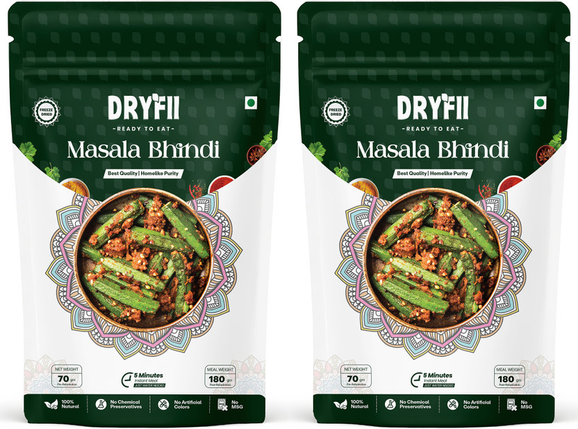 Dryfii Ready-to-Eat Instant Masala Bhindi | Pure Veg | Freeze Dried | Rehydrated Wt.(360 g)