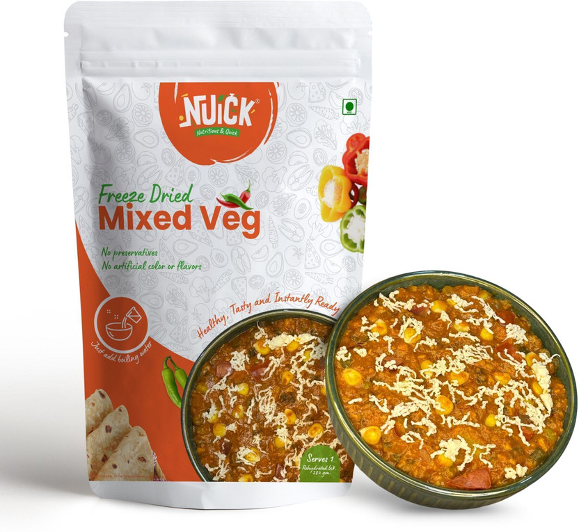 Nuick Ready to Eat Instant Mixed Veg | Preservatives Free Healthy Meal(70 g)