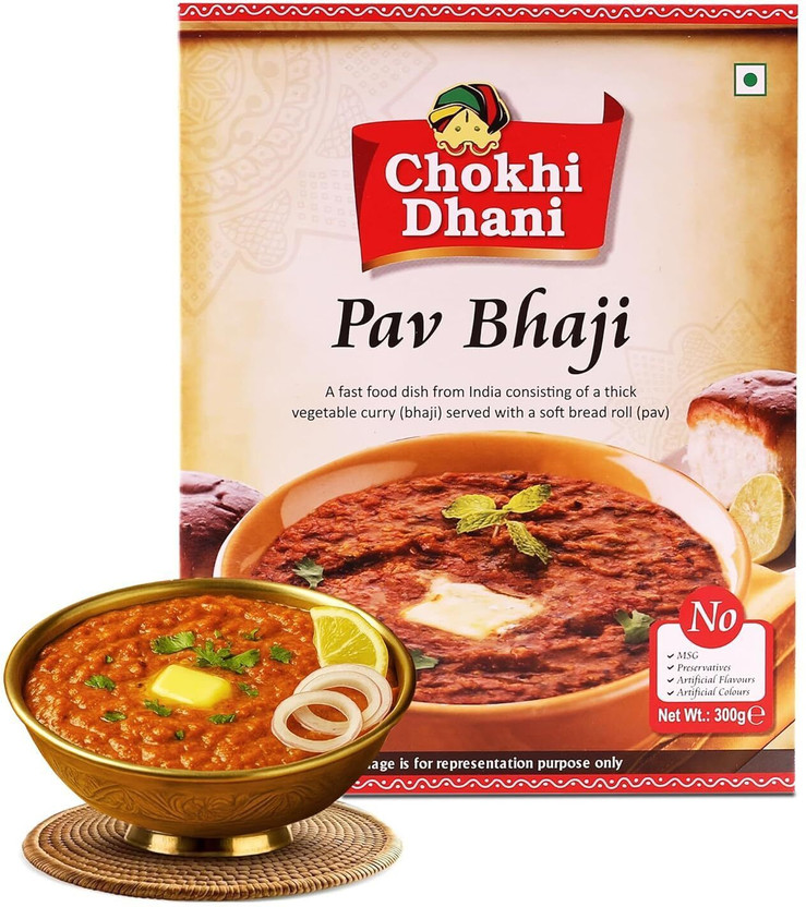 Chokhi Dhani Foods Pav Bhaji | Street Style Ready to Eat Food in 2 Minutes(300 g)