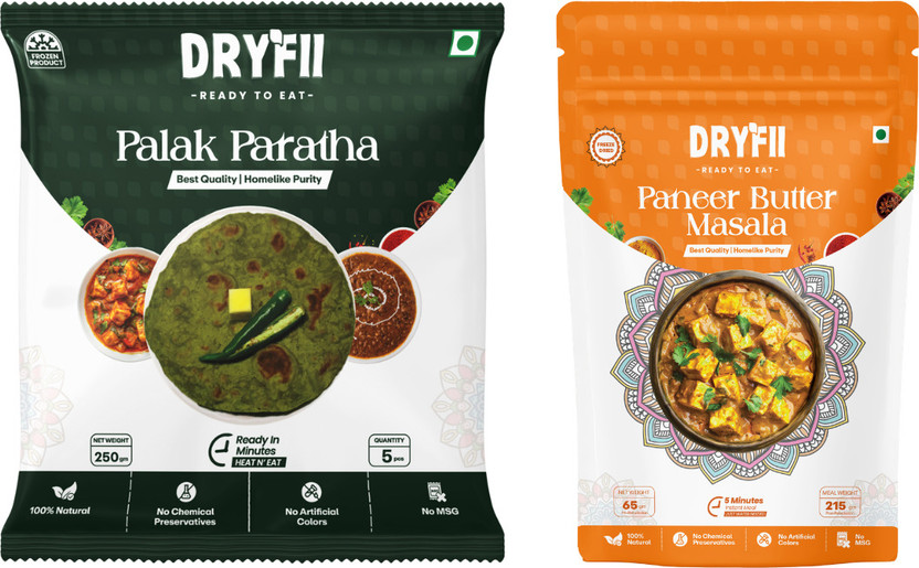 Dryfii Ready to Eat Palak Paratha with Paneer Butter Masala Combo(315 g)