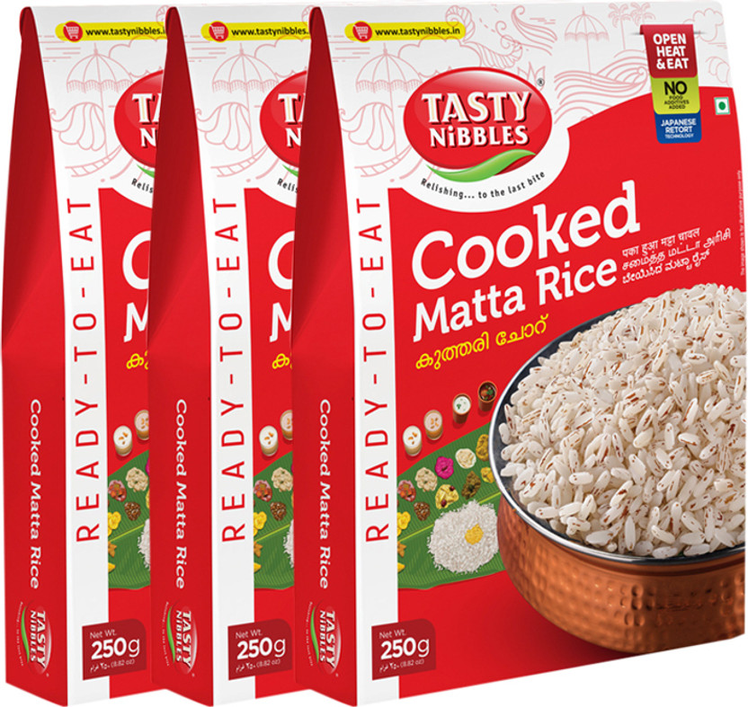 Tasty Nibbles Ready to Eat Cooked Matta Rice 250g|No Added Preservatives(Pack of 3)(250 g)