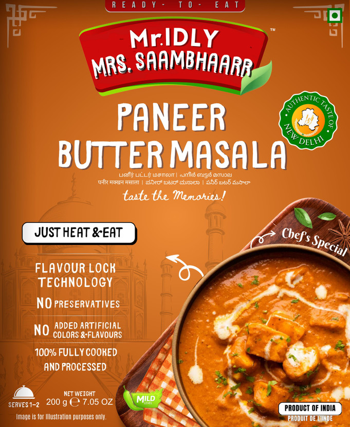 Mr.IDLY MRS. SAAMBHAARR Ready To Eat Paneer Butter Masala| Authentic Flavor | No Preservatives |(200 g)