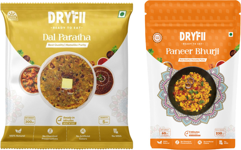 Dryfii Ready to Eat Dal Paratha with Paneer Bhurji Protein Combo Meal Pack(350 g)