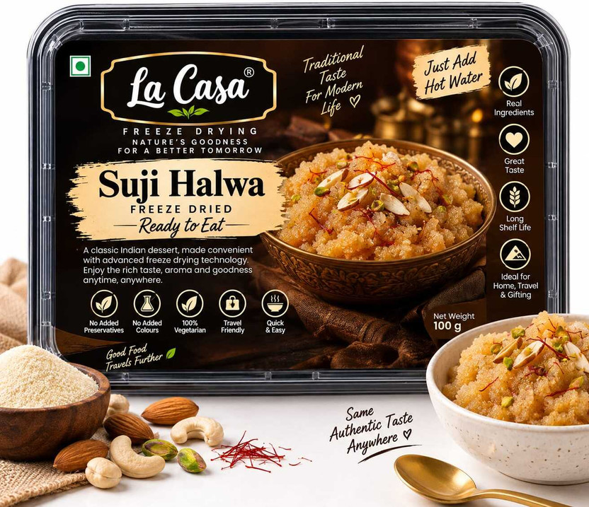 La La Casa Suji Halwa Freeze Dried | Instant Ready-to-Make Traditional Indian Dessert |(100 g) - Flipkart Deal