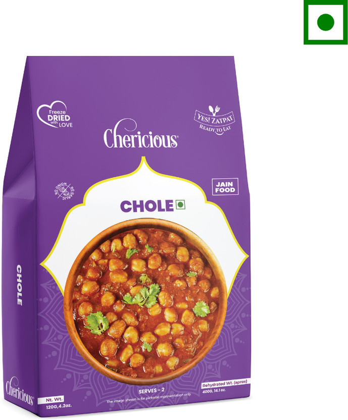 CHERICIOUS Ready to Eat Jain Chole | Freeze Dried-400 gm | Instant Hot Water Meal(150 g)