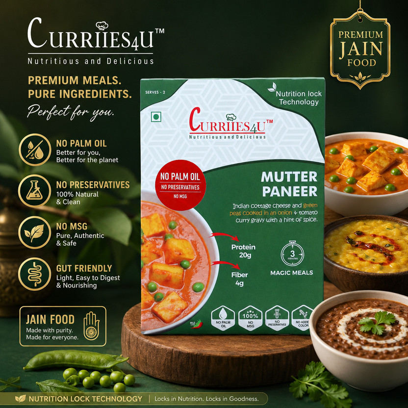 curriies4u Mutter Paneer – Rich Indian Cottage Cheese & Green Peas Curry, No Preservatives(300 g)