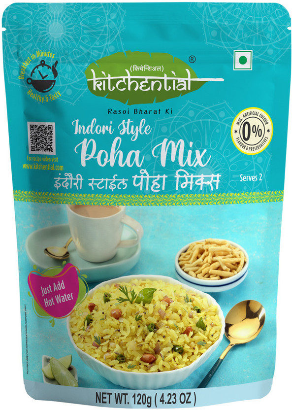 KITCHENTIAL Indori Style Poha Mix Tasty Poha, Instant, Ready To Cook Breakfast - (120 gm)(120 g)
