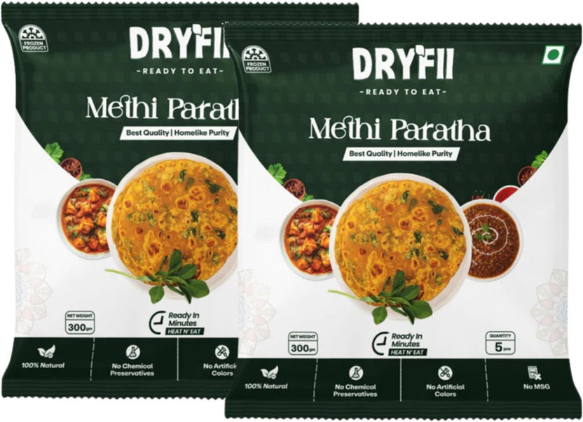 Dryfii Ready-to-Eat Methi Paratha Pack of 10 Pieces(600 g)