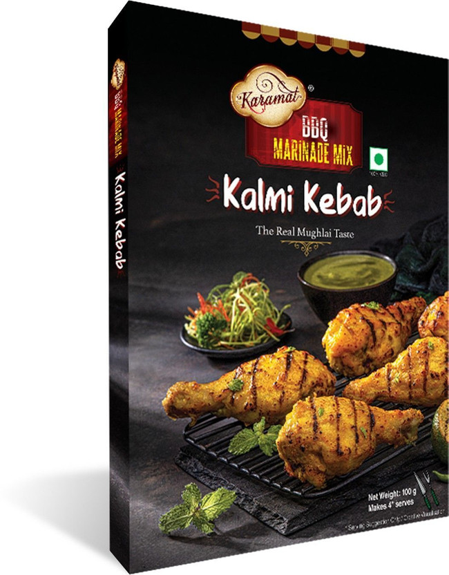 Karamat Ready to Eat Kalmi Kebab Marinade Mix Set of 1 (Upto 4 Serving), Spice Mix, BBQ(100 g)