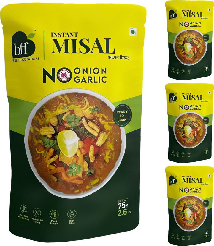 Bff Instant Misal - No Onion No Garlic | 300g (75g x 4) | Spicy Ready to Eat(300 g)