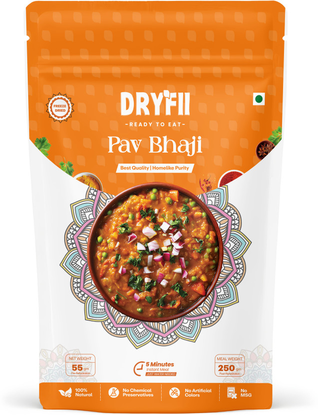 Dryfii Ready-to-Eat Instant Pav Bhaji | Pure Veg | Freeze Dried | Rehydrated Wt.(235 g)