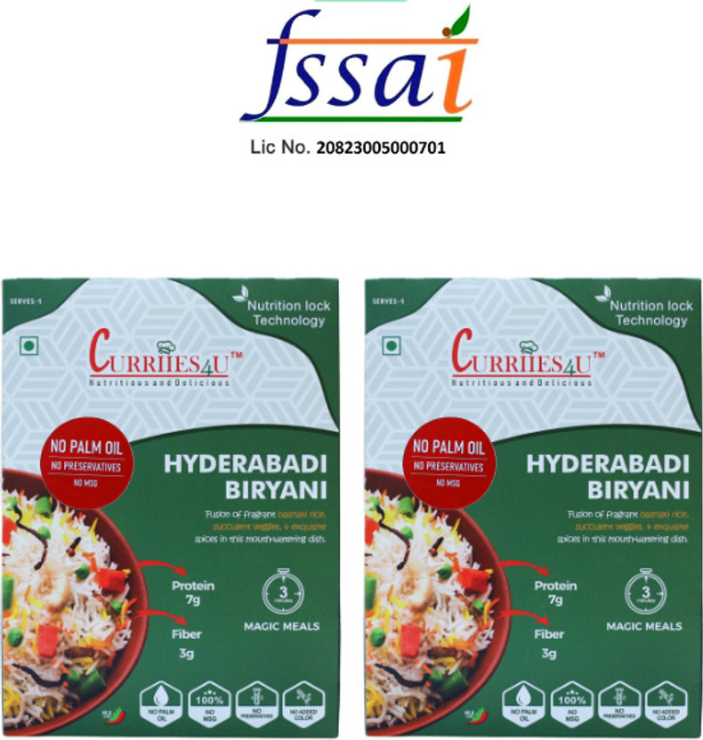 curriies4u Ready To Eat Meals Hyderabadi Biryani No Palm Oil, No(600 g)