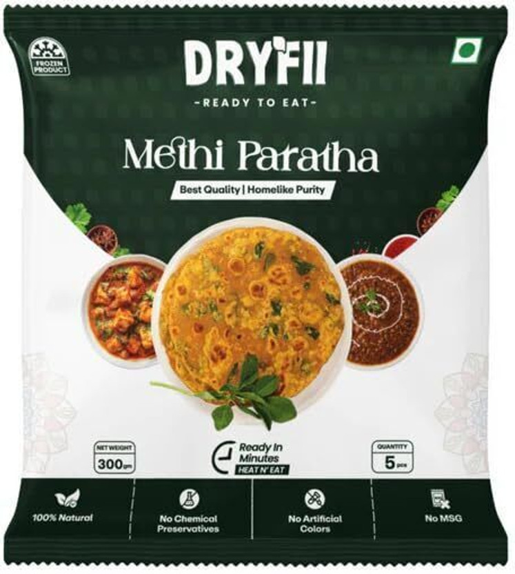 Dryfii Ready-to-Eat Methi Paratha 5 Pieces (Pack of 1)(300 g)