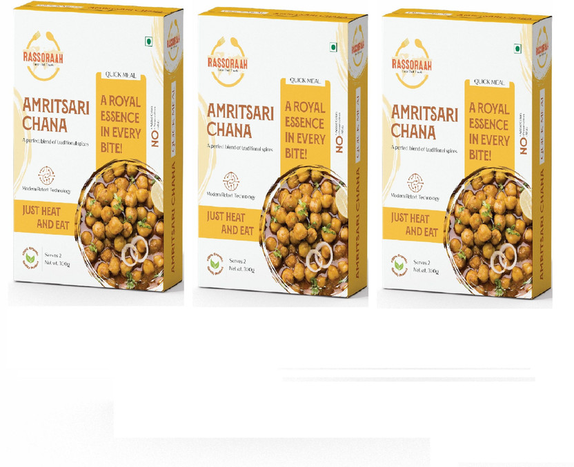 RASSORAAH Amritsari Chana | Ready to Eat Spiced Chickpea Curry | Pack of 3 | Each(300 g)