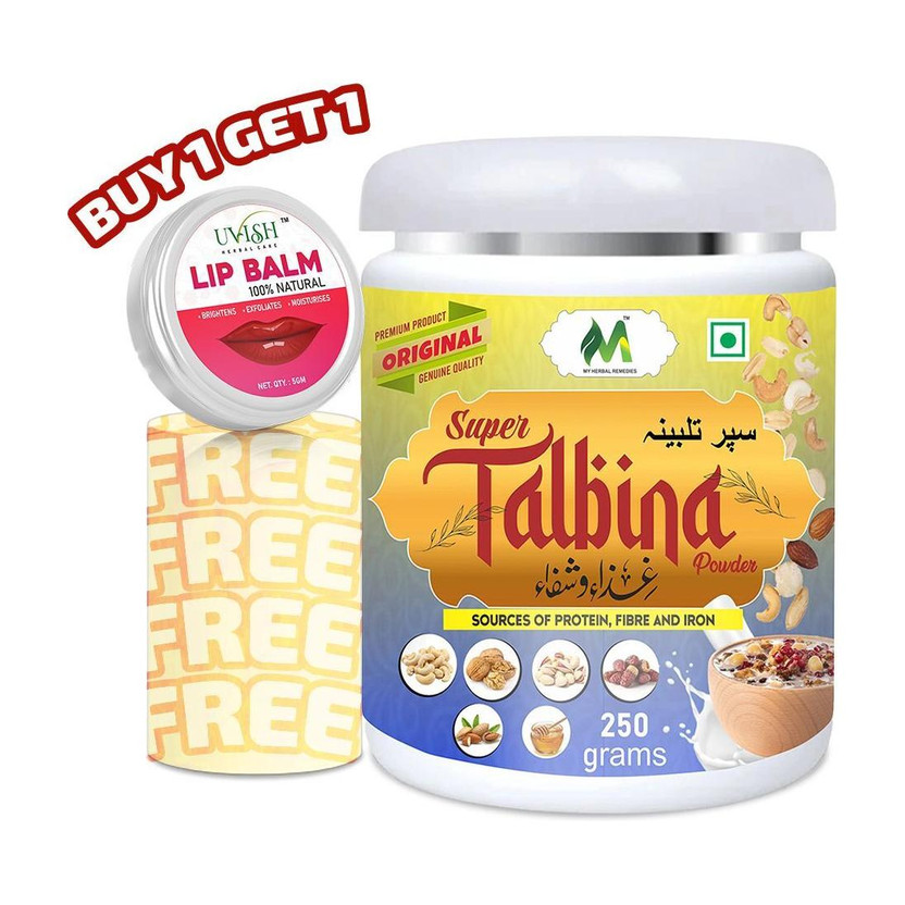 my herbal remedies Talbeena with Dry Fruits Elaichi Flavour 250 g with Free Lip Balm 250 g