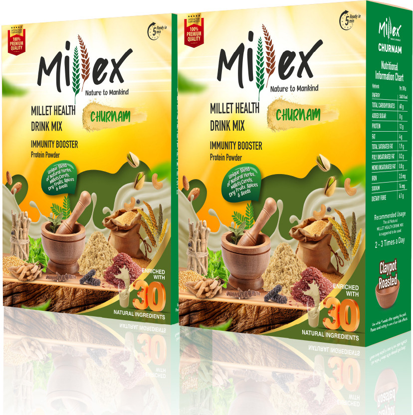 Millex Millet Health Drink Mix With Churnam|30 Natural Nutritions & 18 Herbs 800 g(Pack of 2)