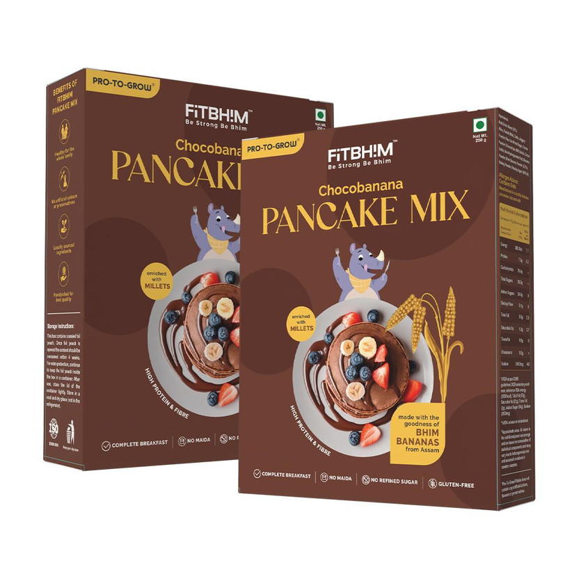 Pro-To-Grow Chocobanana Instant Pancake Mix | No Refined Sugar, No Maida & No Palm Oil 500 g(Pack of 2)