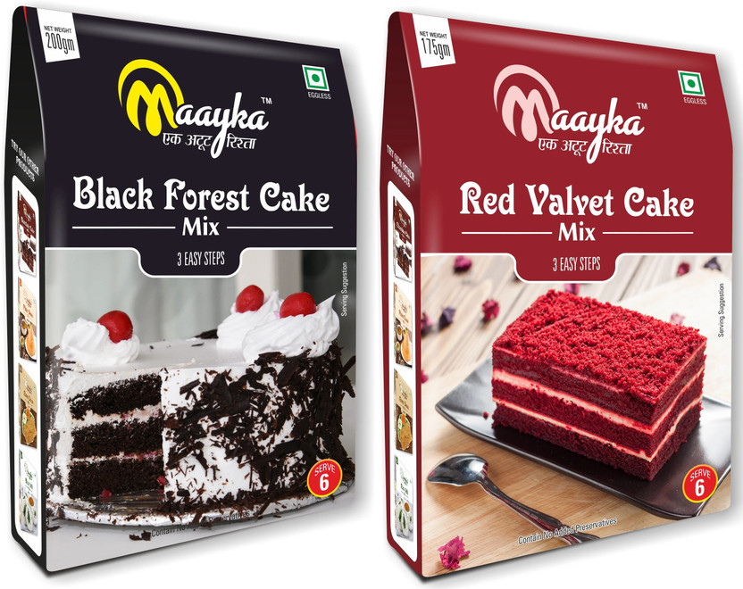 Maayka - Ek Atoot Rishta Maayka Black Forest & Red Velvet Cake Mix 200gm + 175gm 375 g(Pack of 2)