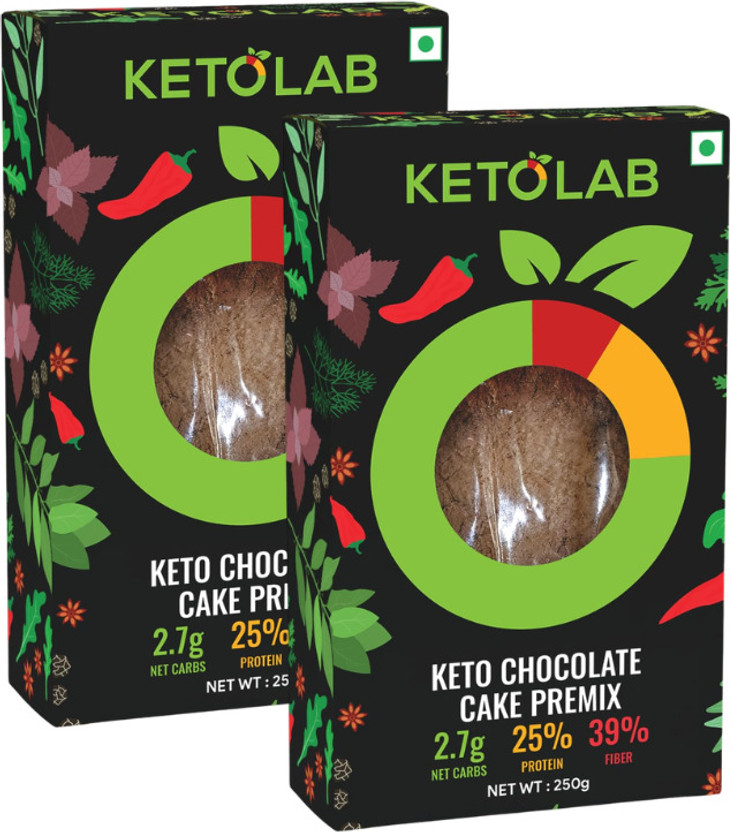 Ketolab Keto Chocolate Cake Pre Mix, 1.5g Net Carb & 25% High Protein, Diabetic Friendly 500 g(Pack of 2)