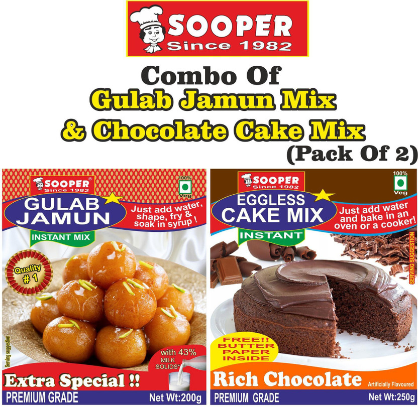 SOOPER GULAB JAMUN MIX 200g + CHOCOLATE CAKE MIX 250g 450 g(Pack of 2)