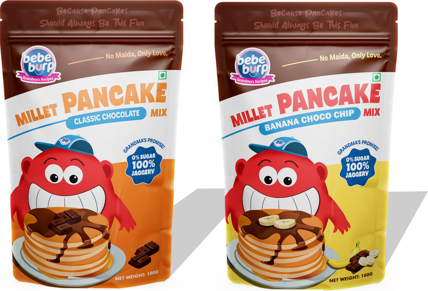 bebe burp Millet Pancake Mix, Banana & Choco Flavour | 2 x 100g | No Sugar 200 g Pack of 2 200 g(Pack of 2)