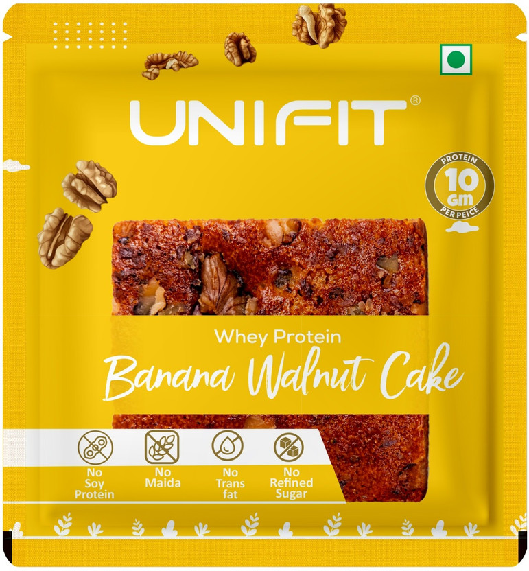 Unifit Whey Protein Banana Walnut Cake | No Maida & No Refined Sugar 75 g