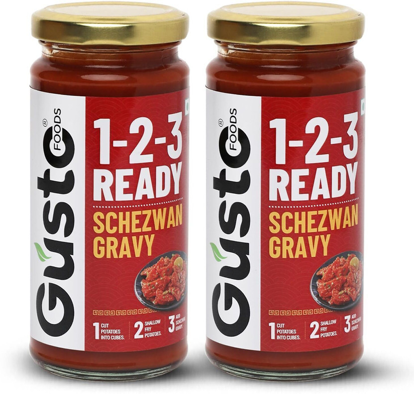 Gusto Foods Schezwan Gravy | Indo-Chinese Gravy | Ready to Cook in 3 Steps 500 g(Pack of 2)