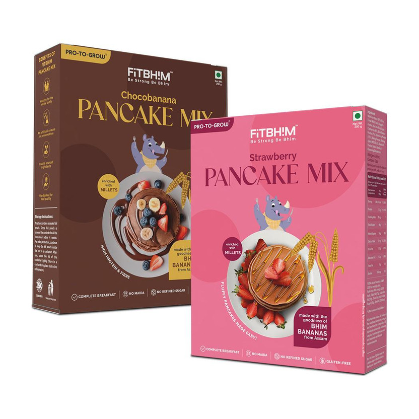 Pro-To-Grow Instant Pancake Mix Combo | Chocobanana & Strawberry | No Maida | Gluten Free 500 g(Pack of 2)