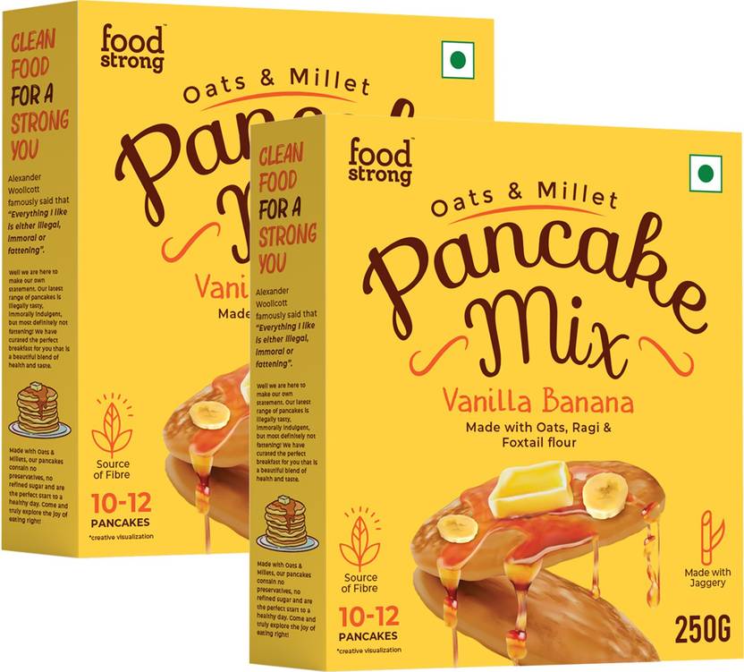 foodstrong Oats and Millets Vanilla Banana Pancake Mix, Eggless Instant