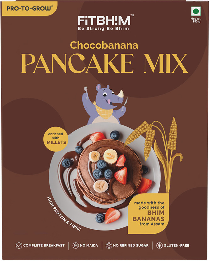 Pro-To-Grow Fitbhim Chocobanana Instant Pancake Mix No Maida Millet based Banana & Chocolate 250 g