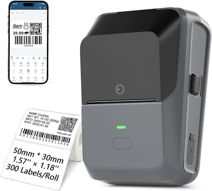 Q-IMAGE Bluetooth Printer Mobile Support Thermal Printer | Upto 2 inch Printer Multi-function Color Thermal Transfer Printer(Label Roll)