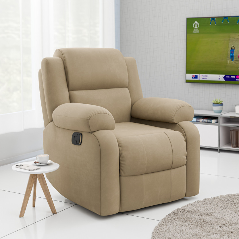 GREEN GREEN SOUL Comfy|Single Seater Recliner Sofa with Suede Fabric|Relaxing Brown Fabric Manual Recliner(Finish Color - Royal Beige, DIY(Do-It-Yourself)) - Flipkart Deal