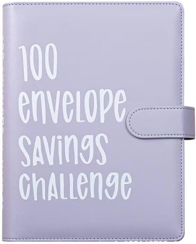 JiyanEcommerce PU Leather A6 Binder Budget Notebook Binder || 12pcs A6 Pocket Loose Leaf Bags 6 Ring Cash Envelopes System || Money Saving Challenge Book with Budget Sheet || ring Binder Clip Stationery Supplies(Set Of 1, Purple)