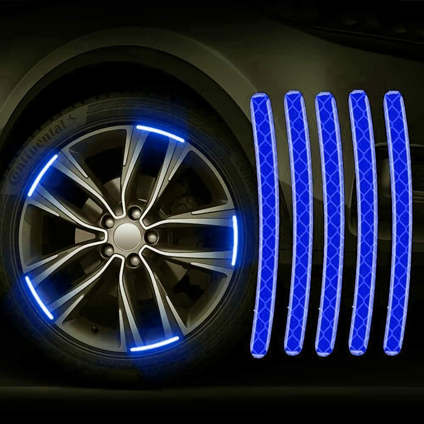 CCE Reflective Wheel Rim Waning Safety Sticker Decal for Car, Bike 15 mm x 0.3 m Blue Reflective Tape(Pack of 20)