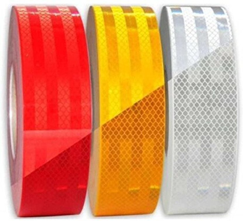 HM EVOTEK High Intensity Reflective Multi Color Reflective Tape 50mm X 6 Meter (6mtr Each Color YELLOW,WHITE,RED ) 50 mm x 6 m Yellow Reflective Tape(Pack of 3)