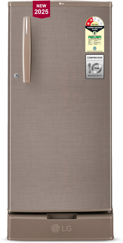 LG 185 L Direct Cool Single Door 2 Star Refrigerator with Base Drawer(Fawn Steel, GL-D199OFSC)