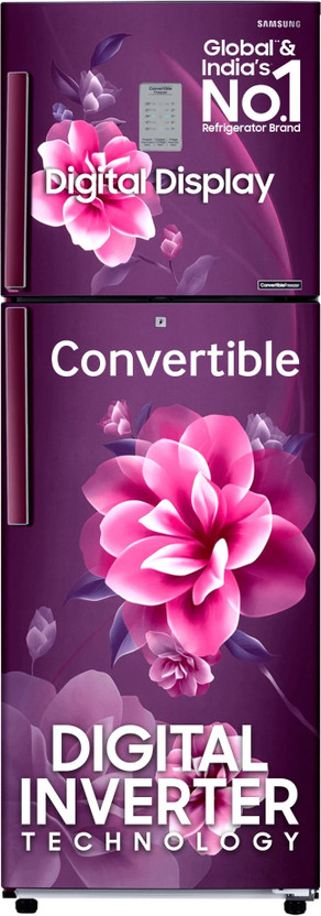 Samsung 236 L Frost Free Double Door 2 Star Convertible Refrigerator  with Digital Inverter and Display(Camellia Purple, RT28C3922CR/HL)