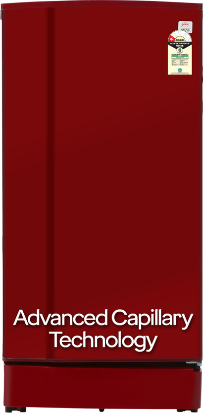 Godrej 180 L Direct Cool Single Door 1 Star Refrigerator  with Advanced Capillary Technology with Toughened Glass Shelves(Red, RD EDGE 190A TRF ST WN)