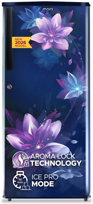 MarQ by Flipkart 183 L Direct Cool Single Door 1 Star Refrigerator  with Toughened Glass Shelves and Large Vegetable Basket(Nostalgia Blue, 180BD2MQ24-NB)