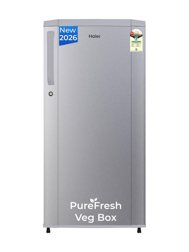 Haier 165 L Direct Cool Single Door 1 Star Refrigerator  with Diamond Edge Freezing Technology, Easy Clean Back, Large Vegetable Box ( 2026 Model)(Moon Silver, HED-171MSA-P)