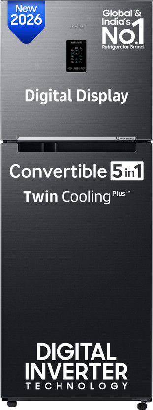 Samsung 301 L Frost Free Double Door 2 Star Refrigerator(BLACK DOI, RT31H4522B1/HL)