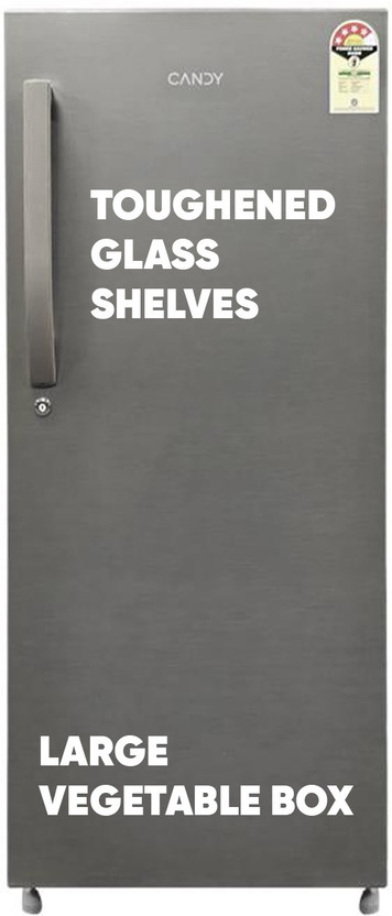 CANDY 190 L Direct Cool Single Door 4 Star Refrigerator  with Jumbo Fruit and vegetable Box , Stabilizer Free Operation(Brushline Silver, CSD2004SS)