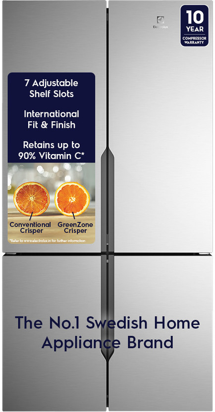 Electrolux 564 L Frost Free Multi-Door Inverter Technology Star Refrigerator  with French Door Inverter Refrigerator with GreenZone Technology UltimateTaste 700(Stainless Steel, EQE5600B-S)