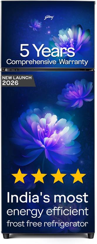 Godrej 244 L Frost Free Double Door 4 Star Refrigerator with AI Powered | Convertible Freezer 6-In-1 | 95%+ Food Surface Disinfection | Inverter Compr