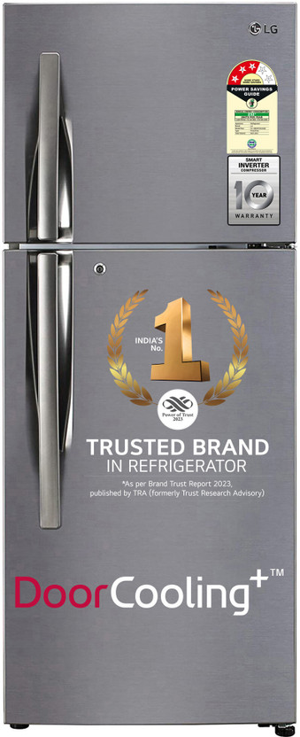 LG 242 L Frost Free Double Door 3 Star Refrigerator  with DoorCooling+ & Smart Inverter Compressor(Shiny Steel, GL-I292RPZX)