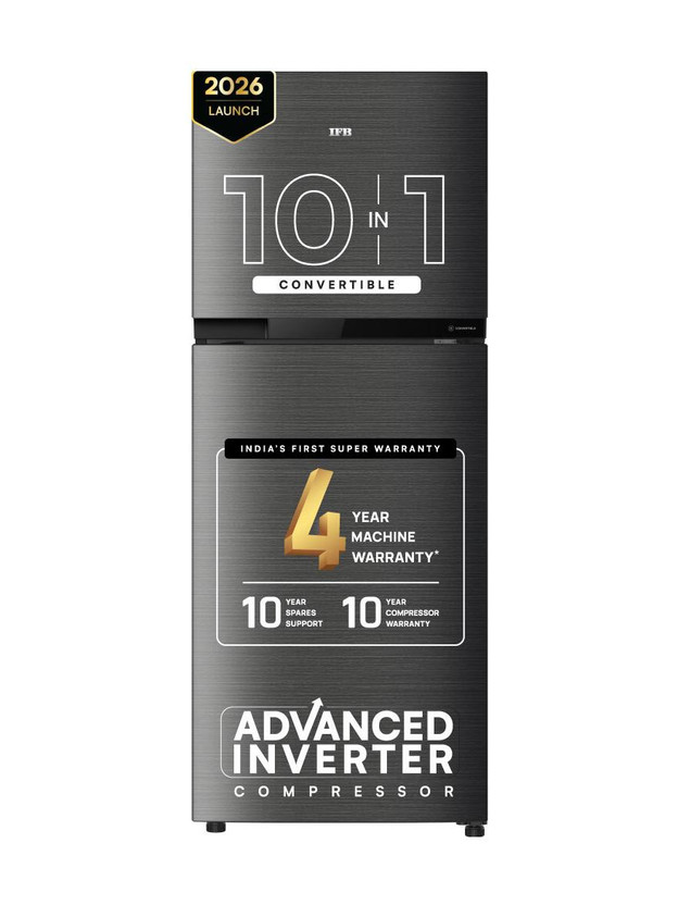 IFB 241 L Frost Free Double Door 3 Star Convertible Refrigerator  with 30 Hrs Cooling Retention, Big Vegetable Box with Humidity Controller (30 Days Fresh), XL Bottle Bin, Freezer LED, Advanced Inverter Compressor & 4 Year Super Warranty(Onyx Grey, IFBFF-291CYOSETM)